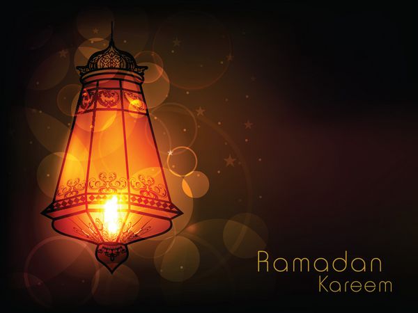 چراغ عربی پیچیده روشن در زمینه انتزاعی برای رمضان کریم