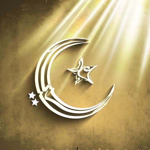 رسم الخط اسلامی عربی با متن براق عید مبارک در زمینه قهوه ای گرانی