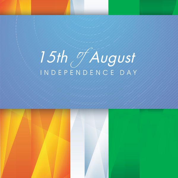 پس زمینه روز استقلال هند با متن 15 آگوست در زمینه رنگ پرچم ملی