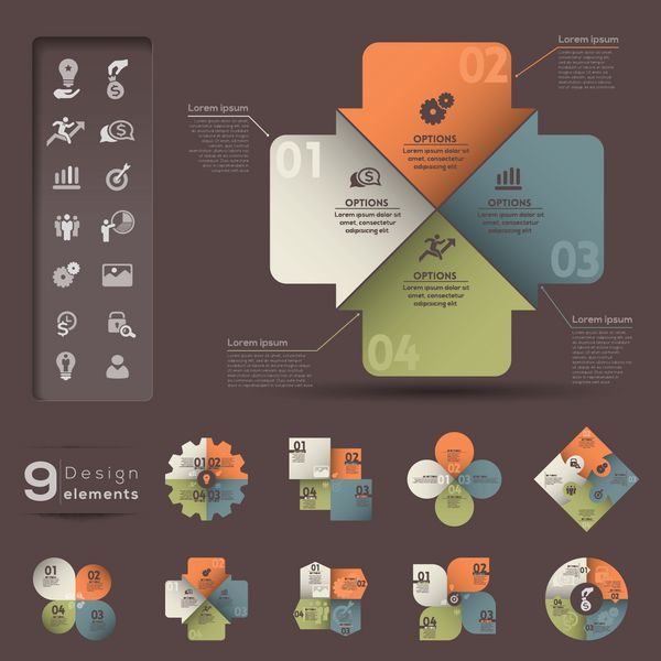عناصر طراحی گرافیک با اعداد و قالب برای تجارت