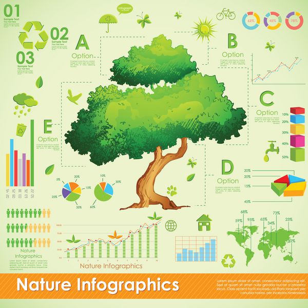 تصویر درخت در اینفوگرافی محیطی