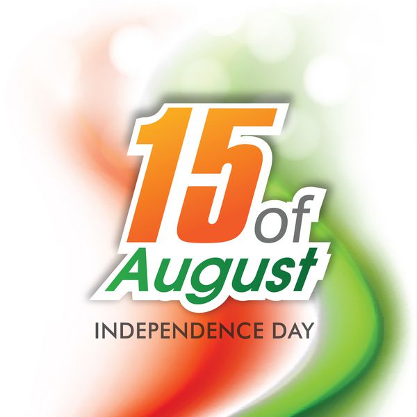 مفهوم روز استقلال هند با متن 15 اوت در پس زمینه سه رنگ پرچم ملی