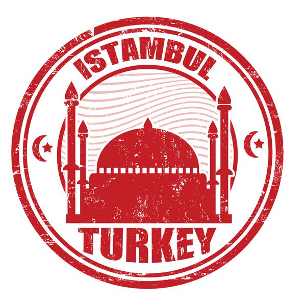 تمبر لاستیکی گرانج با مسجد و کلمه استانبول ترکیه در داخل وکتور