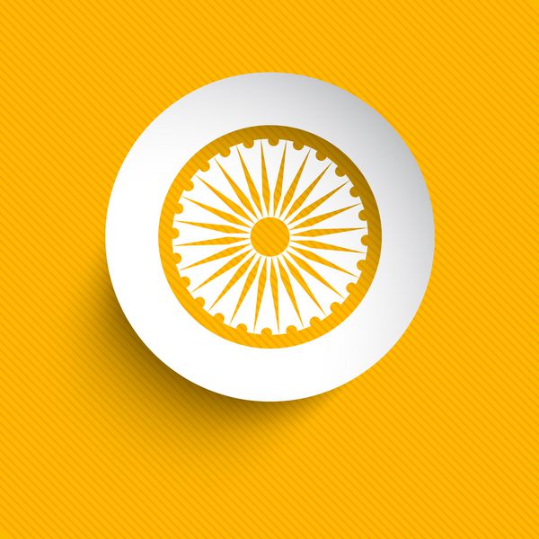 پس زمینه روز استقلال هند با چرخ آشکا در پس زمینه زرد انتزاعی