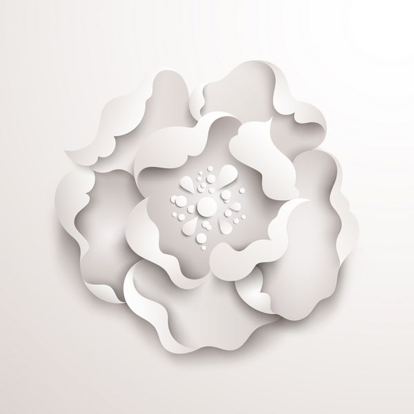 پس زمینه گل انتزاعی گل کاغذی سفید طراحی وکتور