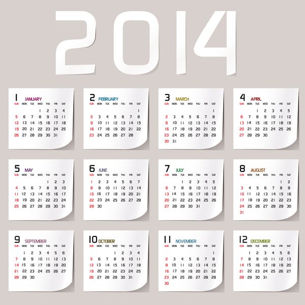 تقویم ساده 2014