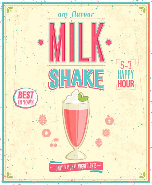 پوستر قدیمی MilkShake وکتور