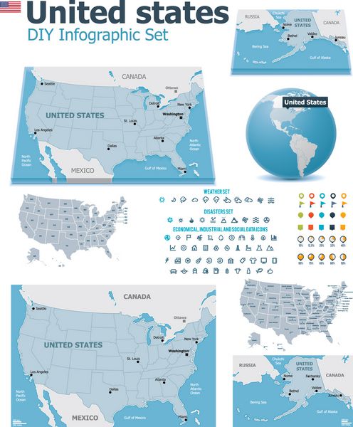 نقشه های ایالات متحده با نشانگر