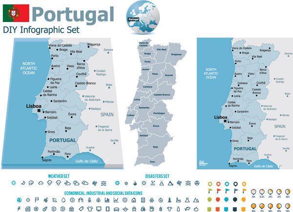 نقشه های پرتغال با نشانگر