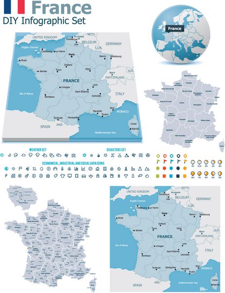 نقشه های فرانسه با نشانگر