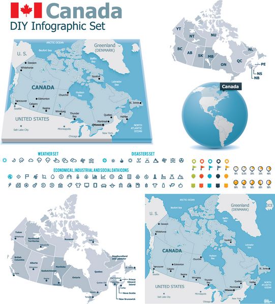 نقشه های کانادا با نشانگر