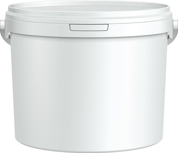 ظرف سطلی پلاستیکی رنگ وان سفید گچ بتونه تونر آماده برای طراحی شما وکتور بسته بندی محصول