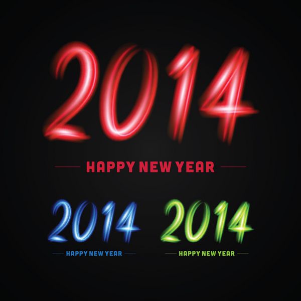 سال نو مبارک - 2014 عناصر طراحی وکتور خوشنویسی از نور درخشان