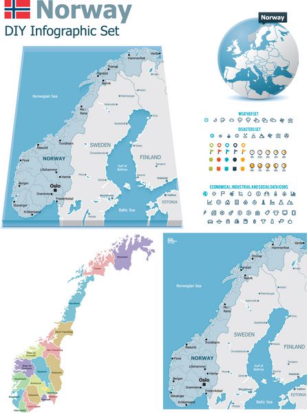 نقشه های نروژ با نشانگر