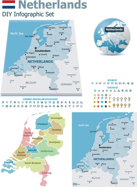 نقشه های هلند با نشانگر