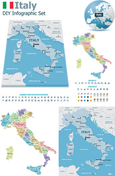 نقشه های ایتالیا با نشانگر