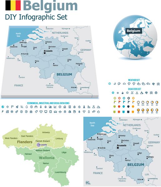 نقشه های بلژیک با نشانگر