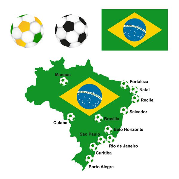 نقشه برزیل پرچم زمین فوتبال