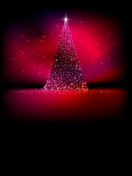 درخت کریسمس طلایی انتزاعی در پس زمینه قرمز فایل وکتور گنجانده شده است