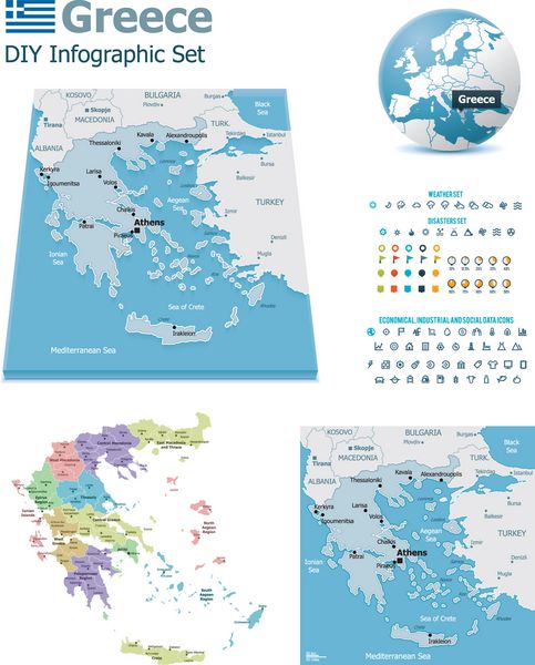 نقشه های یونان با نشانگر