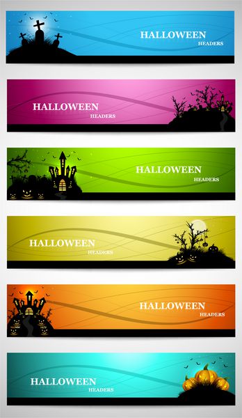مجموعه هدرهای رنگارنگ انتزاعی از شش وکتور طرح هالووین