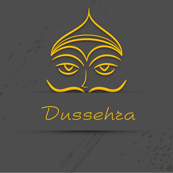 فستیوال هندی Happy Dussehra با تصویر راوانا در زمینه خاکستری