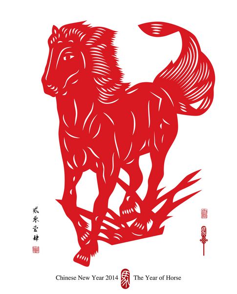 وکتور برش کاغذ چینی سنتی برای سال اسب ترجمه 2014