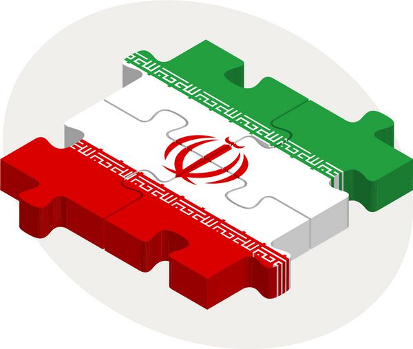تصویر وکتور پرچم ایران در پازل جدا شده در زمینه سفید