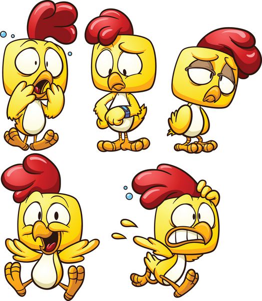مرغ کارتونی ناز وکتور کلیپ آرت با شیب ساده هر کدام در یک لایه جداگانه