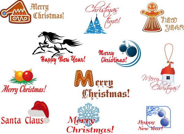 نمادهای تعطیلات زمستانی برای طراحی کریسمس و سال نو نسخه Jpeg نیز در گالری موجود است