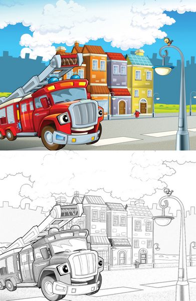 صفحه رنگ آمیزی هنری خارج از سبک کارتونی - تصویرسازی برای کودکان