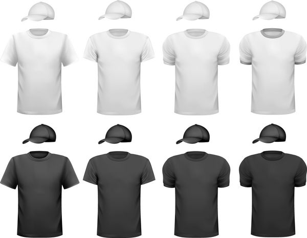 پیراهن و جام یقه دار مردانه سیاه و سفید قالب طراحی وکتور