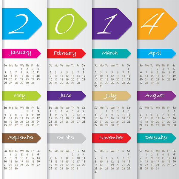طراحی تقویم پیکانی سال 2014