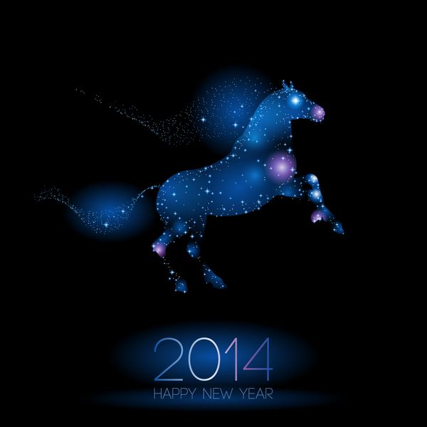 اسب آسمانی سال نو مبارک 2014 وکتور