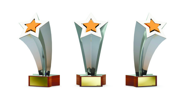 جایزه ستاره با صفحه طلایی برای متن سفارشی جدا شده روی سفید