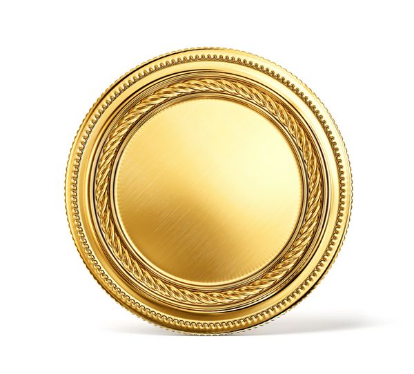 سکه طلا جدا شده در پس زمینه سفید
