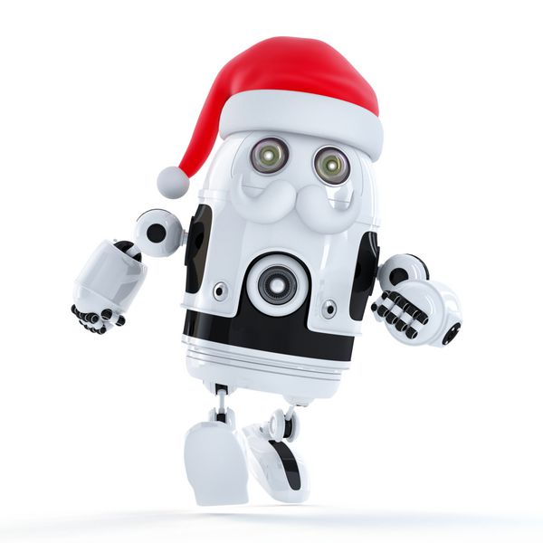 ربات بابانوئل در حال اجرا مفهوم فناوری جدا شده