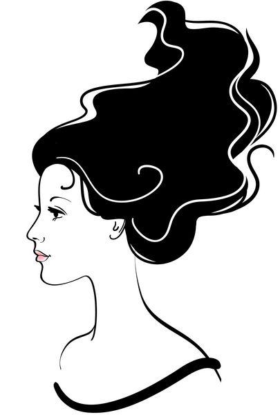 وکتور نماد صورت دختر با موهای بلند مشکی