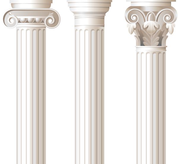 3 ستون در سبک های مختلف - یونی دوریک کورنتی - برای طرح های معماری شما
