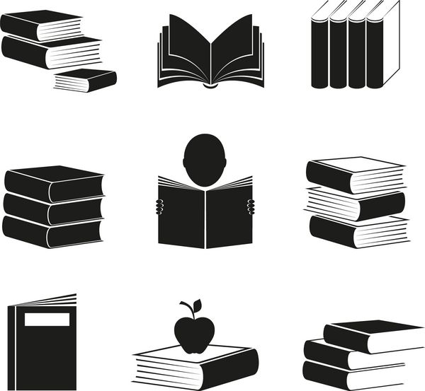 نمادهای مختلف با تصویر کتاب از رنگ سیاه عناصر غیر شفاف غیر گرادیان