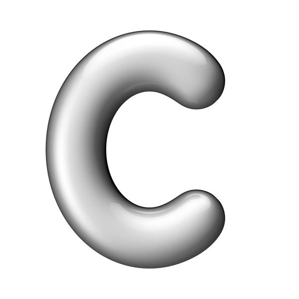 حرف C از الفبای گرد آلومینیومی یک مسیر قطع وجود دارد