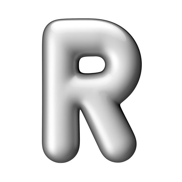 حرف R از الفبای گرد آلومینیومی یک مسیر قطع وجود دارد