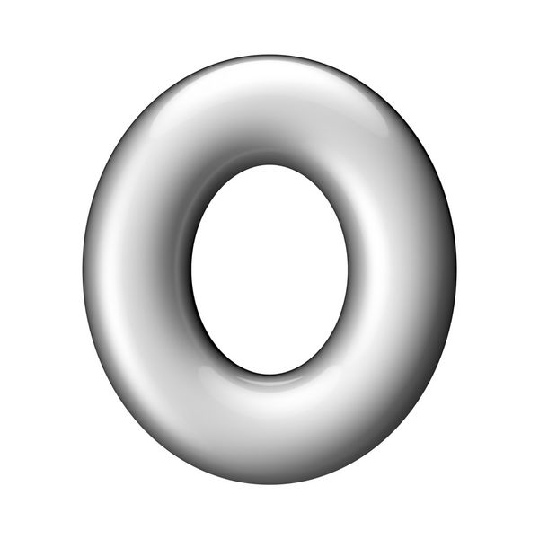 حرف O از الفبای گرد آلومینیومی یک مسیر قطع وجود دارد