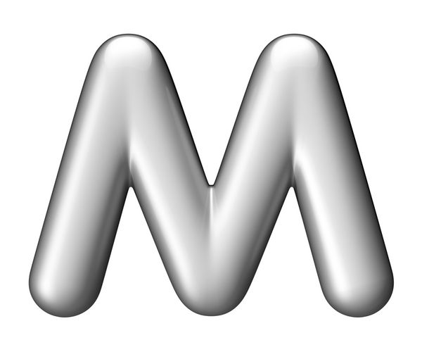 حرف M از الفبای گرد آلومینیومی یک مسیر قطع وجود دارد