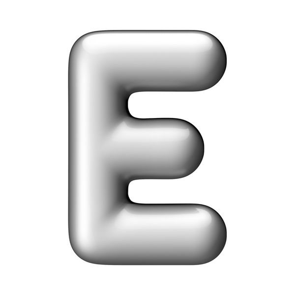 حرف E از الفبای گرد آلومینیومی یک مسیر قطع وجود دارد