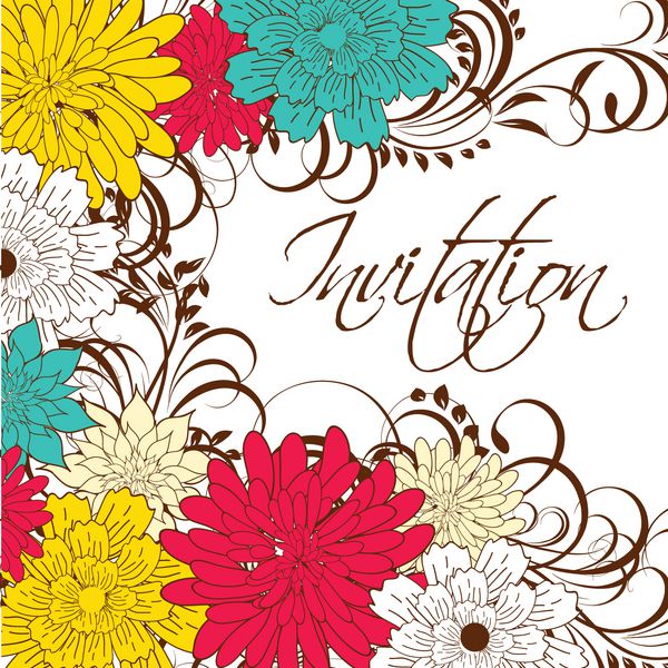 کارت عروسی یا دعوتنامه با پس زمینه گل انتزاعی کارت پستال تبریک به رنگ گرانج یا وکتور رترو الگوی ظرافت با گل رز تصویر گل به سبک وینتیج سالگرد ولنتاین