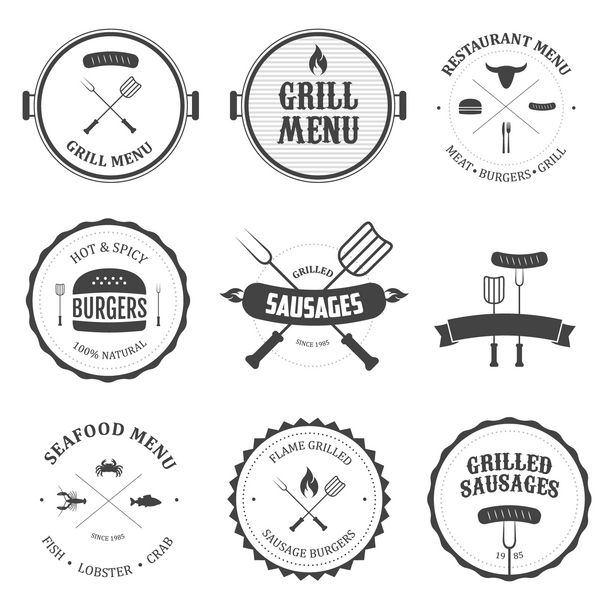 مجموعه عناصر و نشان های طراحی قدیمی منوی رستوران