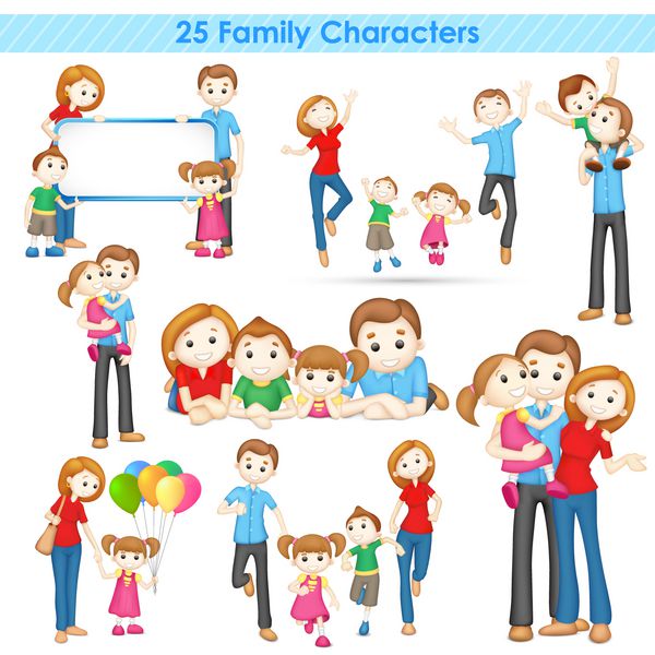 تصویر مجموعه ای از افراد خانواده سه بعدی