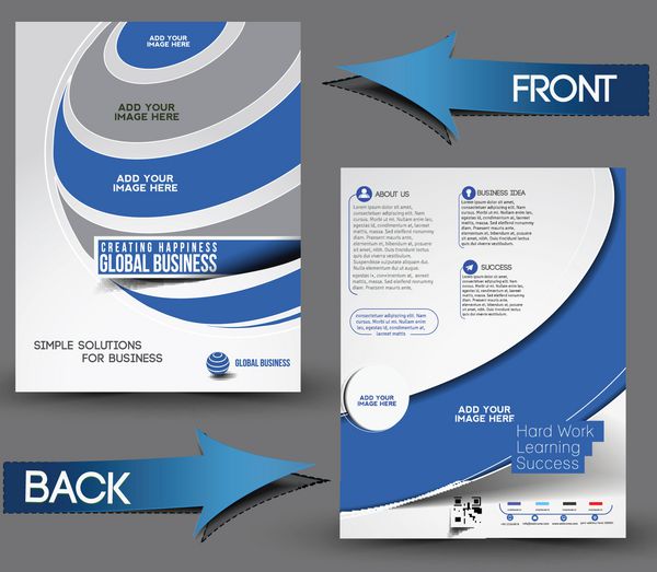 الگوی بروشور پشتی جلوی کسب و کار جهانی