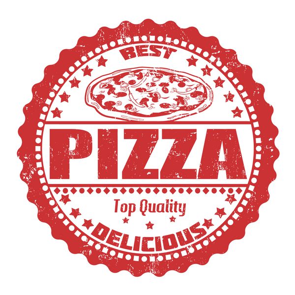 تمبر لاستیکی پیتزا گرانج روی سفید وکتور